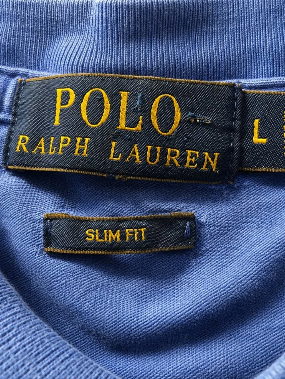 Polo Ralph Lauren Slim Fit Polo Shirt Men's Large Royal Blue Orange Pony Logo